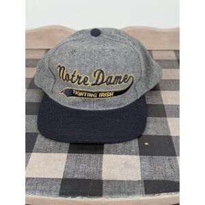 Vintage Notre Dame Wool Starter Snap Back Baseball Hat Gray